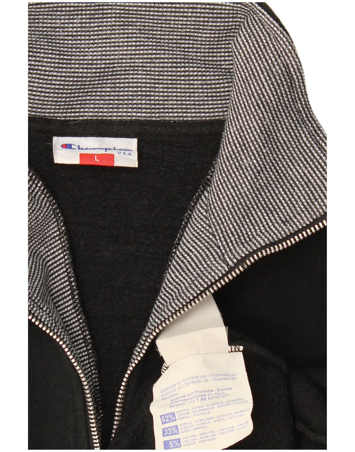 CHAMPION Sudadera con cuello y cremallera para hombre Jumper Large Black Cotton