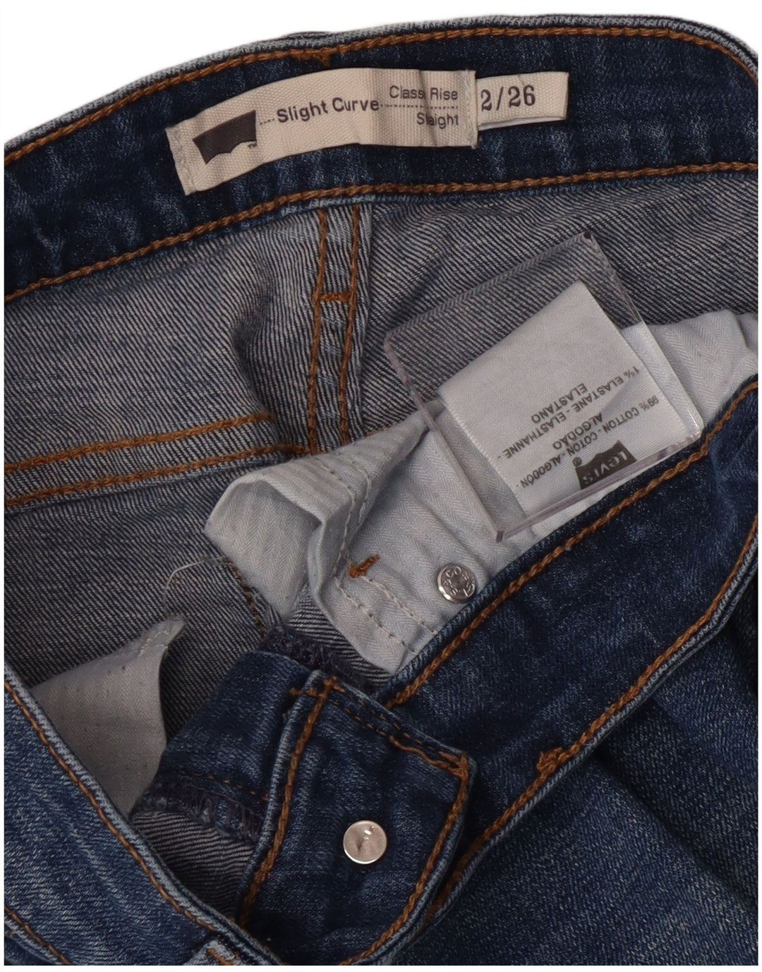 Levi's Jeans rectos ligeramente curvados para mujer US 2 Small W26 L29 azul clásico