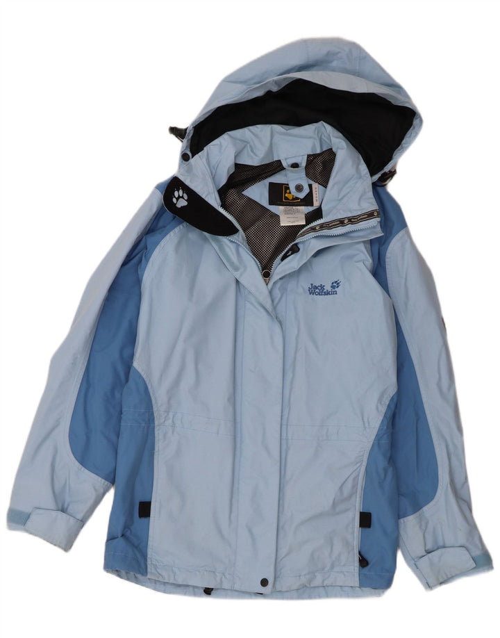 Jack Wolfskin Chaqueta impermeable con capucha para mujer UK 40 Poliamida azul medio