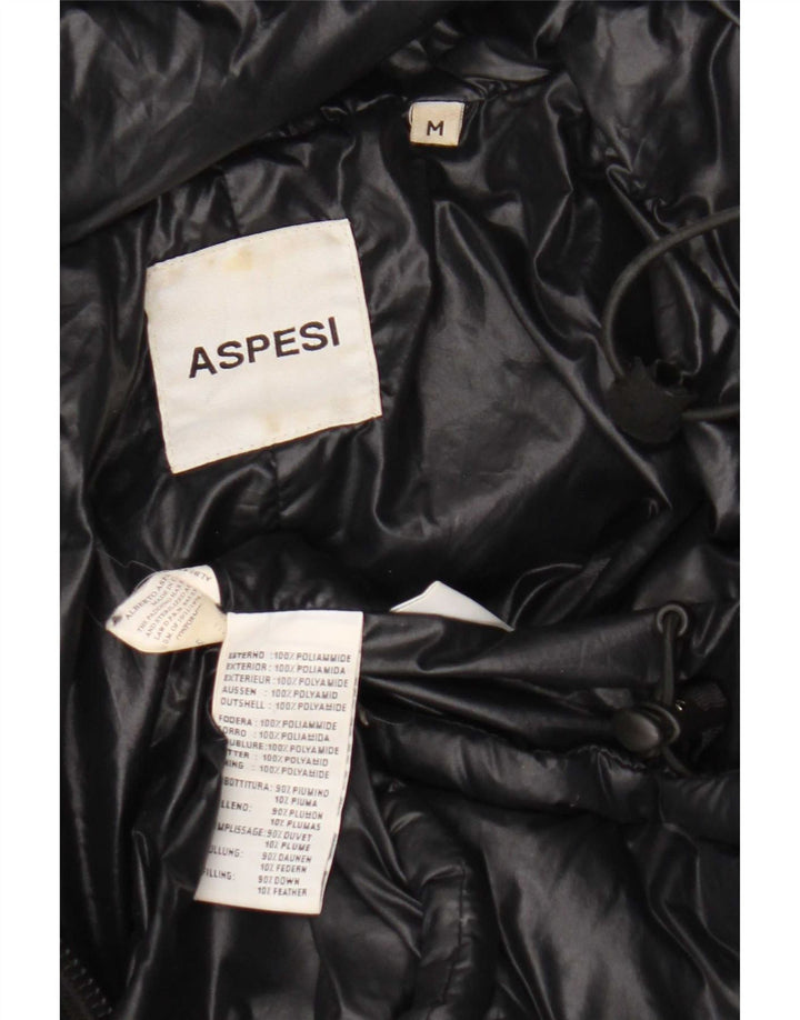 Aspesi Chaqueta acolchada con capucha para mujer UK 44 Mediana Poliamida negra