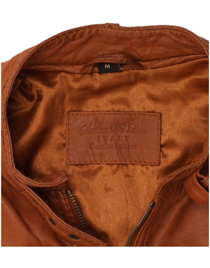 Vintage mujer crop chaqueta de cuero Reino Unido 14 marrón medio
