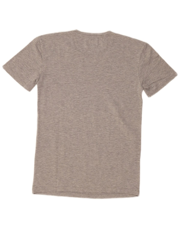 Zara Hombre Camiseta Super Slim Fit Top Pequeño Gris Moteado