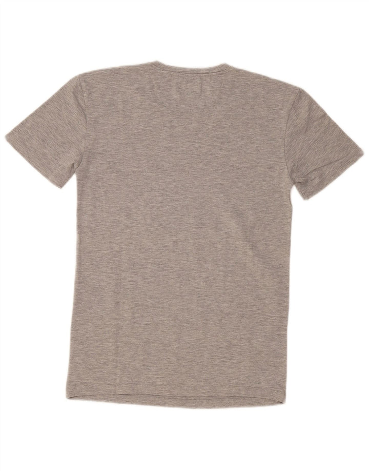 Zara Hombre Camiseta Super Slim Fit Top Pequeño Gris Moteado