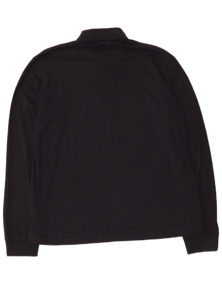 Hugo Boss Polo de manga larga para hombre de algodón negro mediano