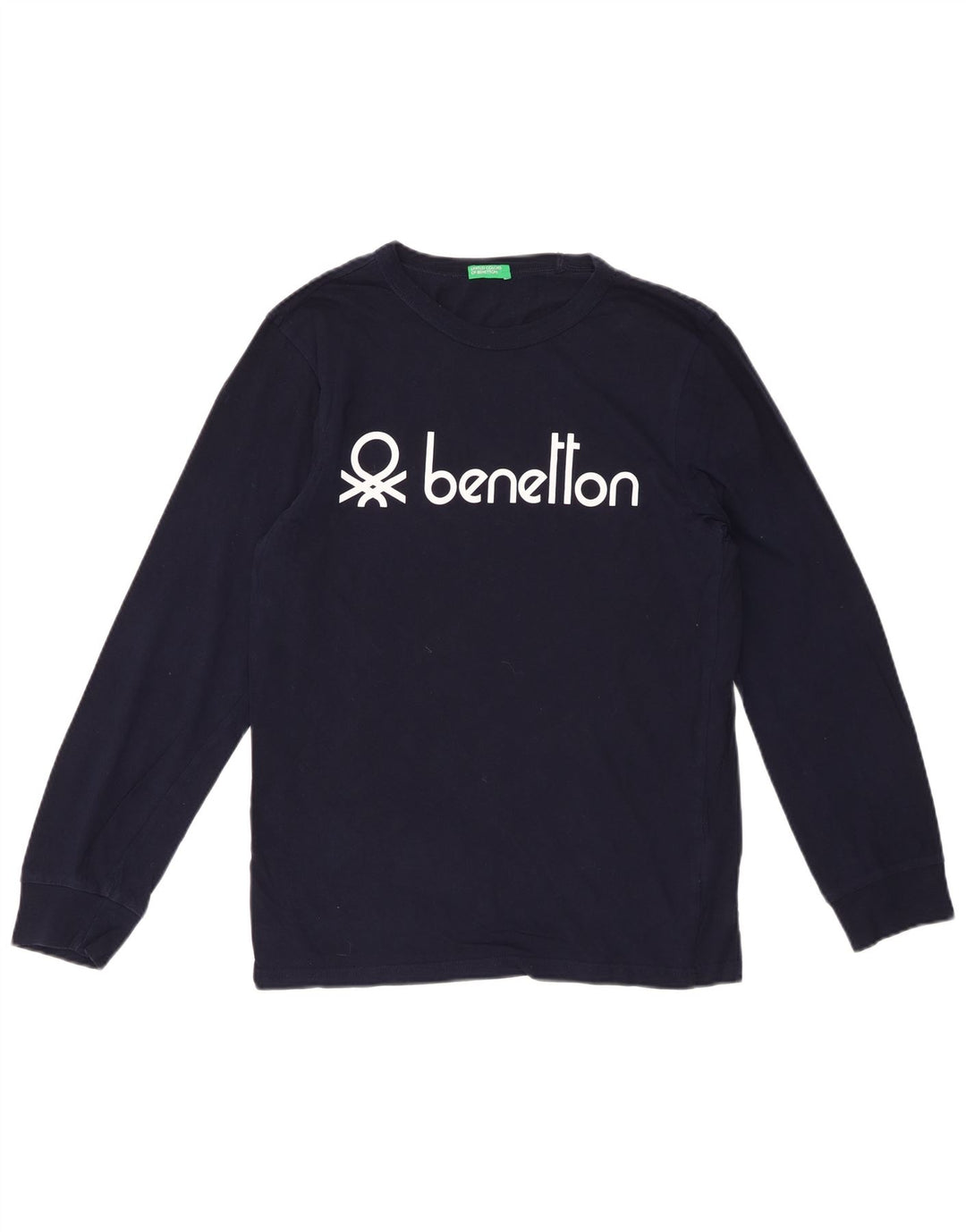 BENETTON Top gráfico para hombre de manga larga de algodón azul marino medio