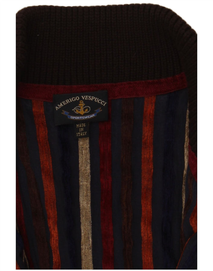 Amerigo Vespucci Suéter tipo cárdigan con cremallera completa para hombre Marrón medio