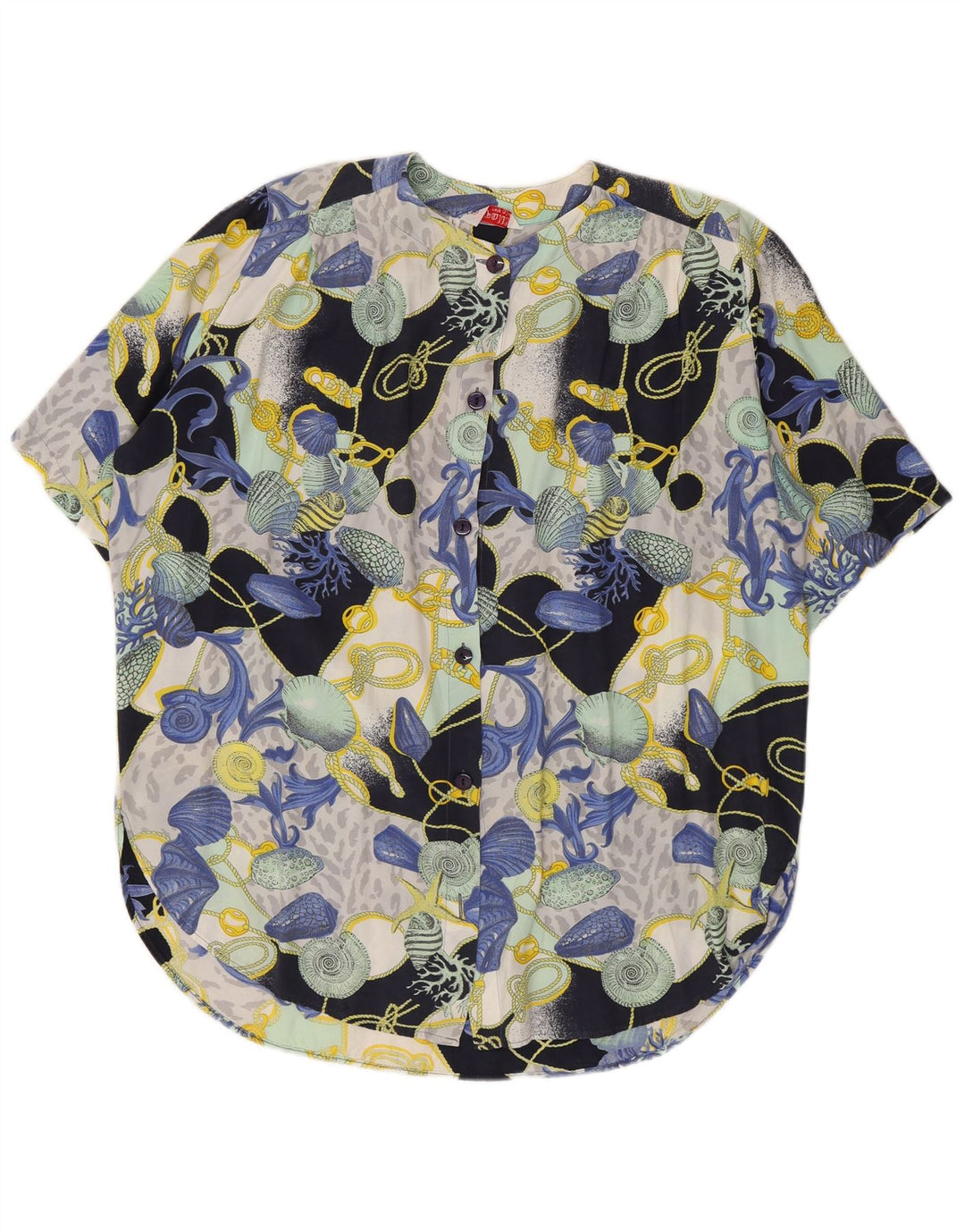 Vintage mujer patrón abstracto camisa blusa Reino Unido 16 grande multicolor