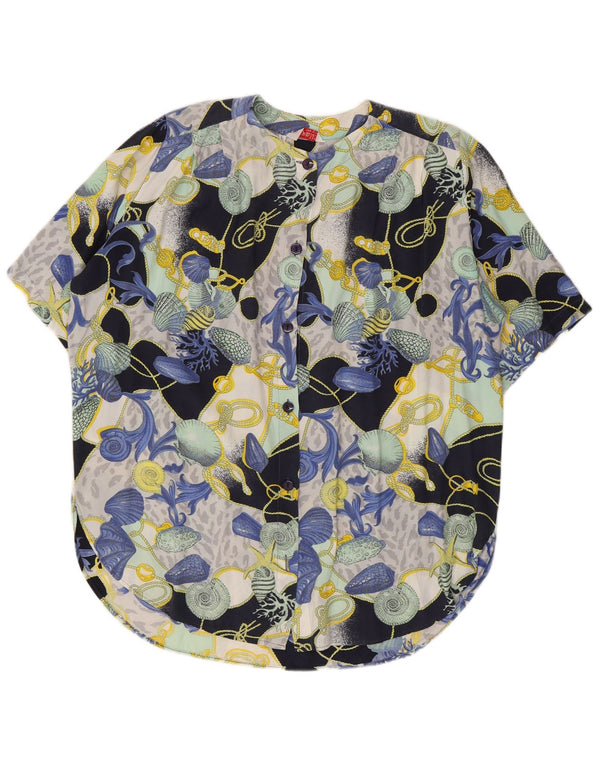 Vintage mujer patrón abstracto camisa blusa Reino Unido 16 grande multicolor