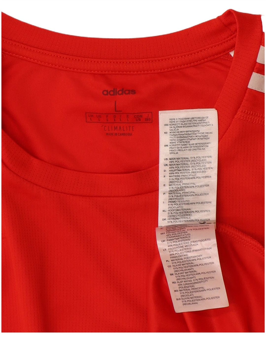 ADIDAS Camiseta Climalite para hombre Top Grande Poliéster rojo