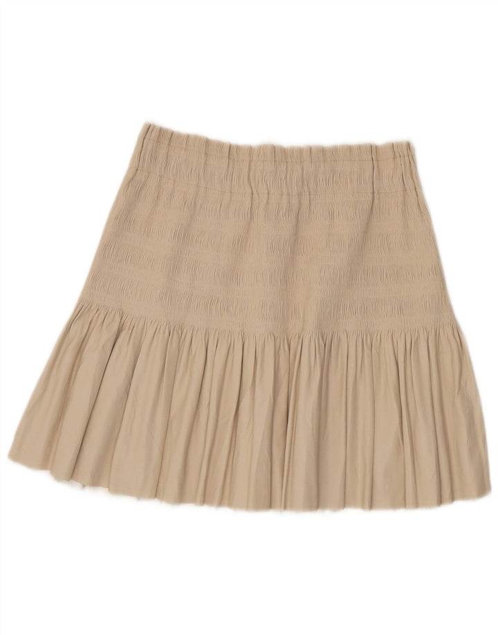 Zara Mujer Falda Acampanada Grande W34 Poliéster Beige