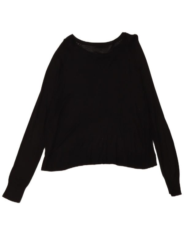 Zara - Jersey extragrande con cuello barco para mujer, talla 40, talla pequeña, viscosa negra