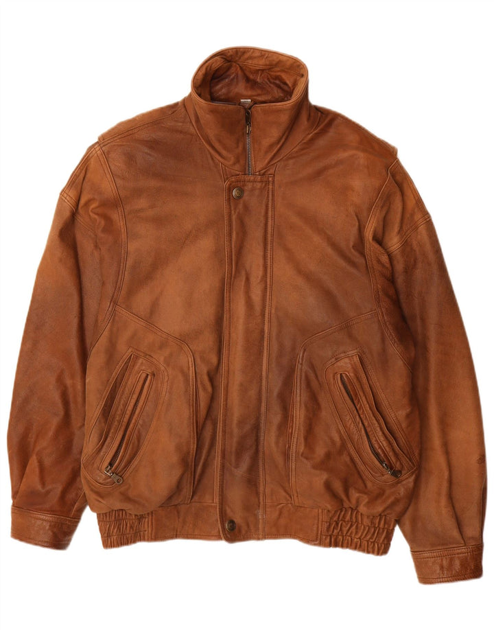 CARLO COMBERTI Chaqueta de cuero para hombre IT 48 Cuero marrón medio