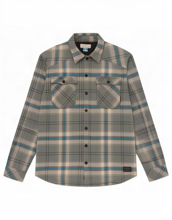Columbia Camisa de franela de leñador para hombre Algodón a cuadros gris grande