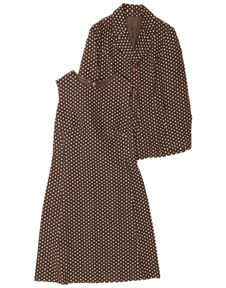 Vintage Mujer 3 Botones 2 Piezas Set IT 48 XL Lunares Marrón