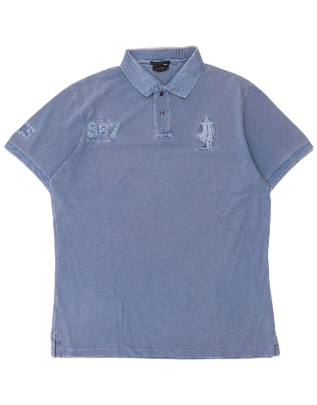 Marlboro Classics Polo gráfico para hombre de algodón azul grande