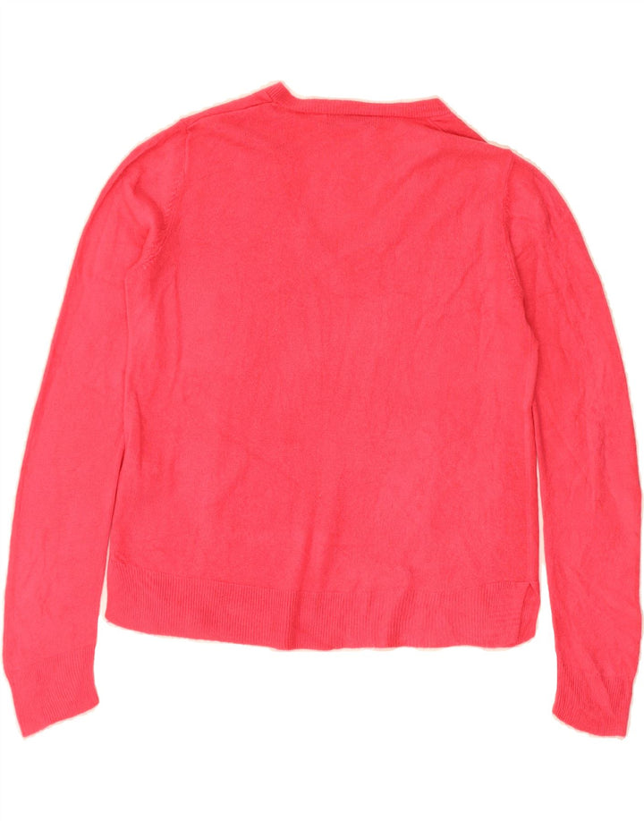 MARKS & SPENCER Womens V-Neck Jumper Sweater UK 12 Medium Pink Acrylic Vintage Marks & Spencer and Second-Hand Marks & Spencer from Messina Hembry 