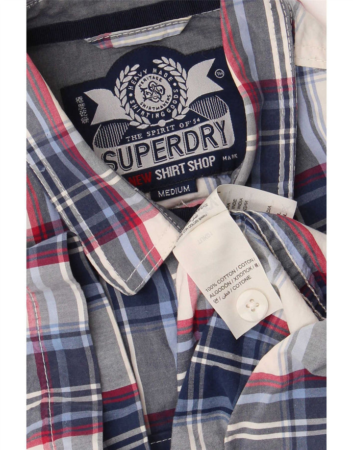 Superdry Camisa De Manga Corta Azul Medio A Cuadros