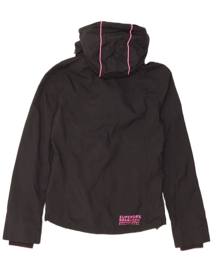 SUPERDRY Chaqueta impermeable con capucha para mujer UK 40 Small Black Nylon