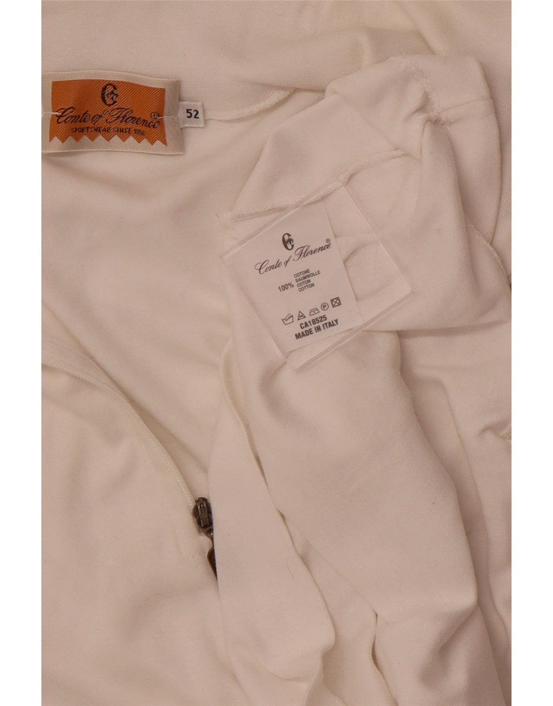 CONTE OF FLORENCE Top de chándal con cuello y cremallera para mujer IT 52 2XL Blanco