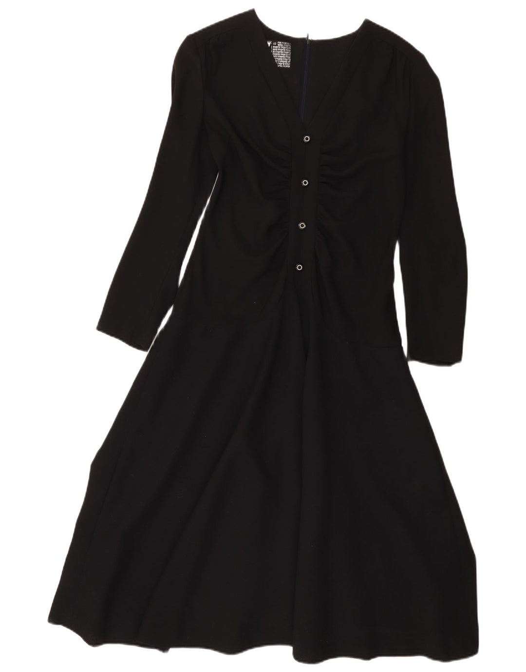 Yvette Vestido evasé de manga larga para mujer EU 40 Mediano Acetato negro