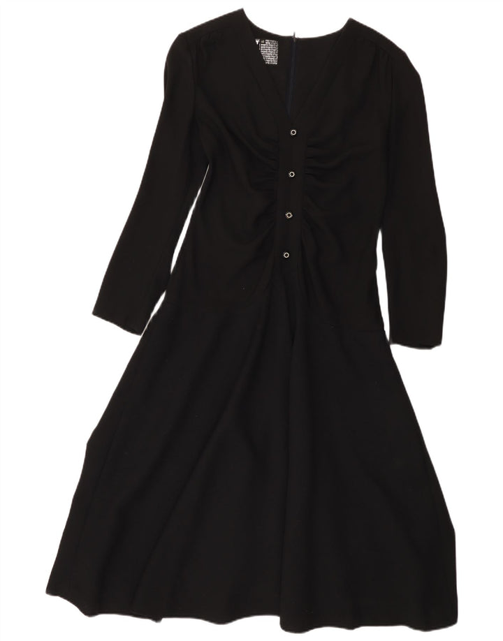 Yvette Vestido evasé de manga larga para mujer EU 40 Mediano Acetato negro