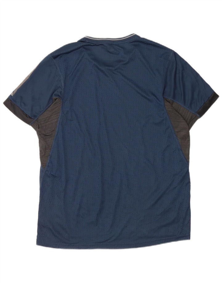 Adidas Mens Climacool Camiseta Top Grande Azul Marino Rayas Poliéster
