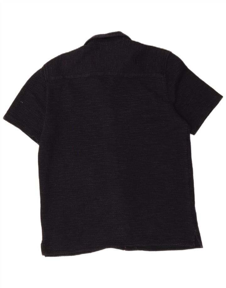 Zara Hombre Camisa Franela Manga Corta Algodón Azul Marino Medio