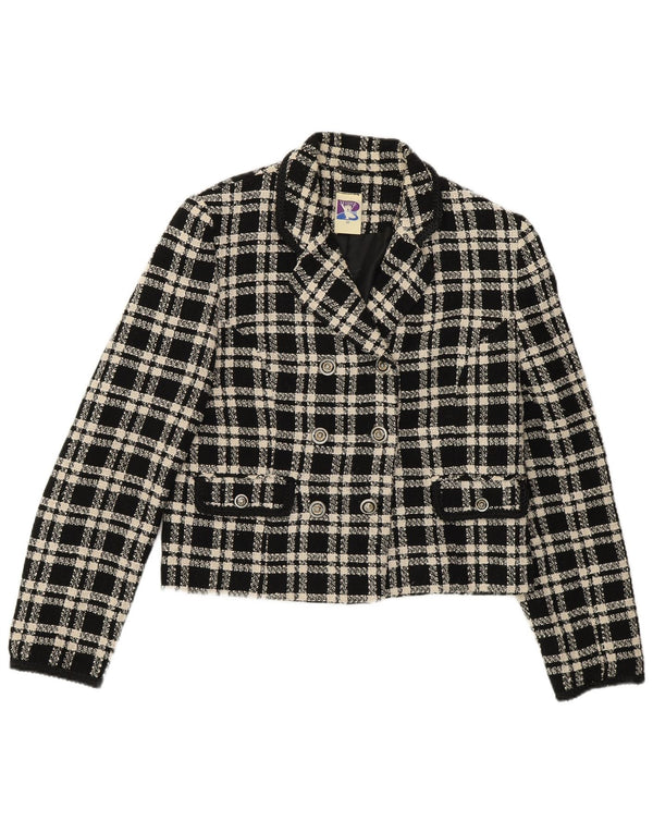 Yessica Chaqueta Blazer De Doble Botonadura Para Mujer EU 40 Medium Black Check Wool