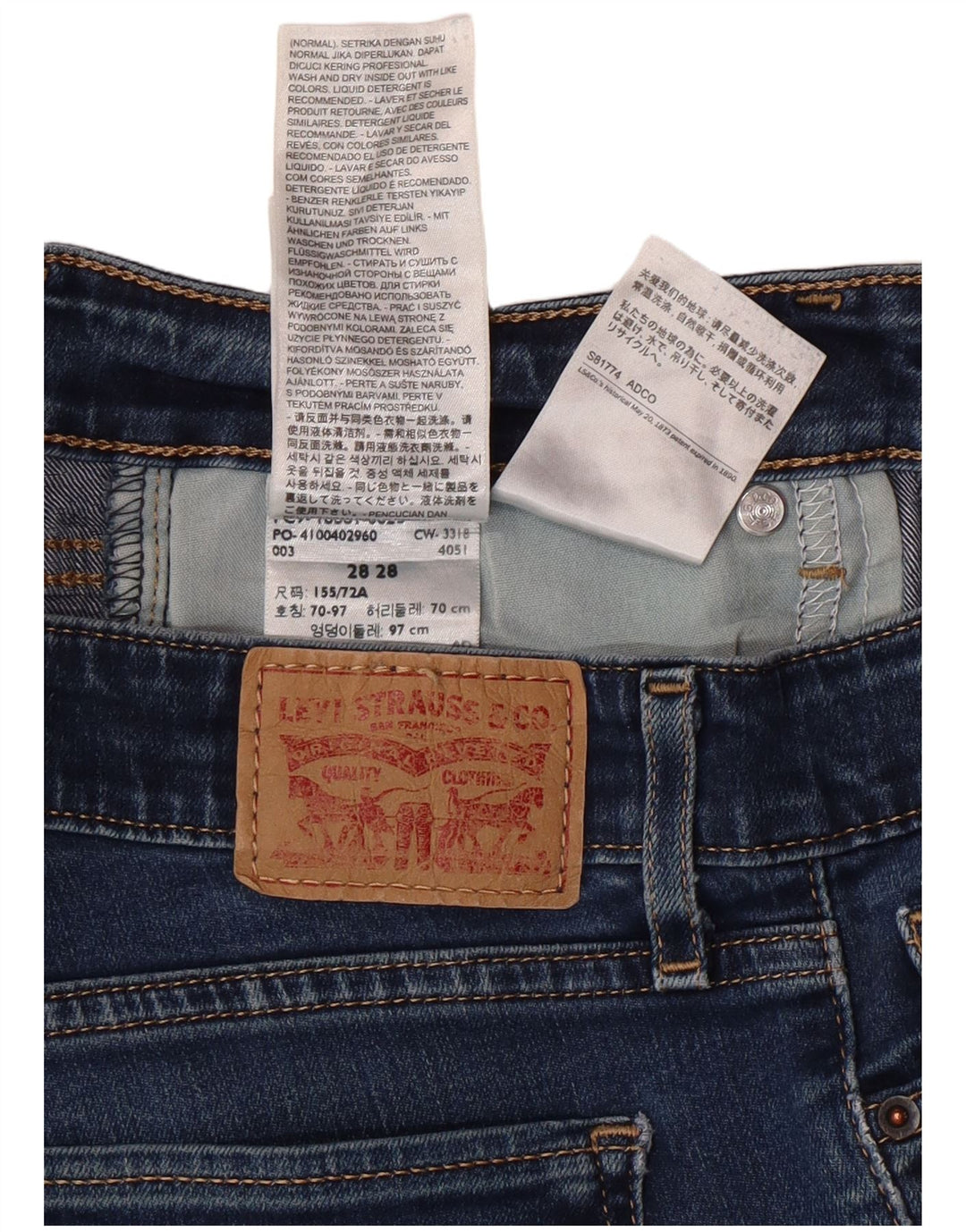 LEVI'S Vaqueros pitillo para mujer W28 L28 Algodón azul