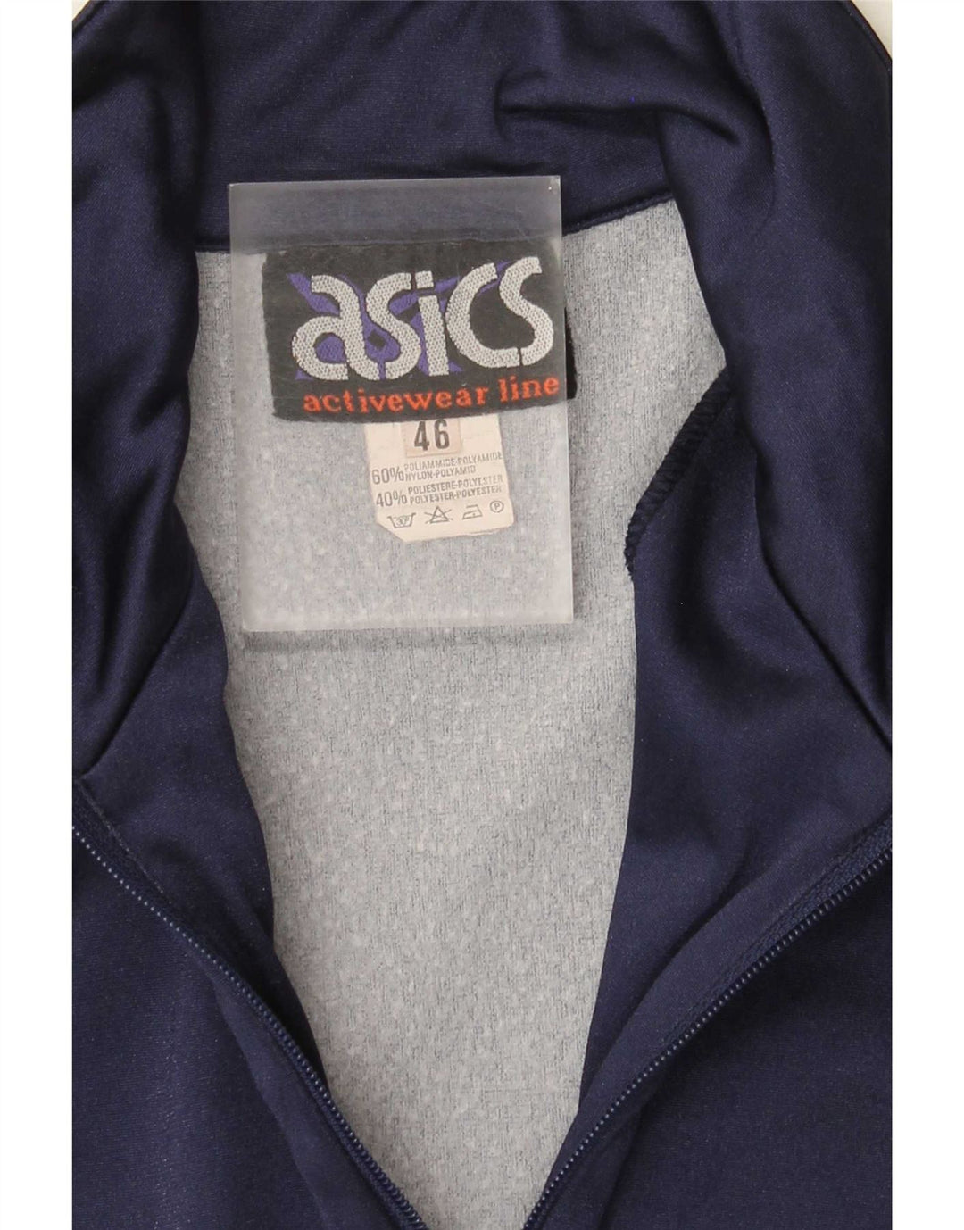 Asics Chaqueta superior de chándal con gráfico para hombre IT 46 Small Azul marino Colorblock
