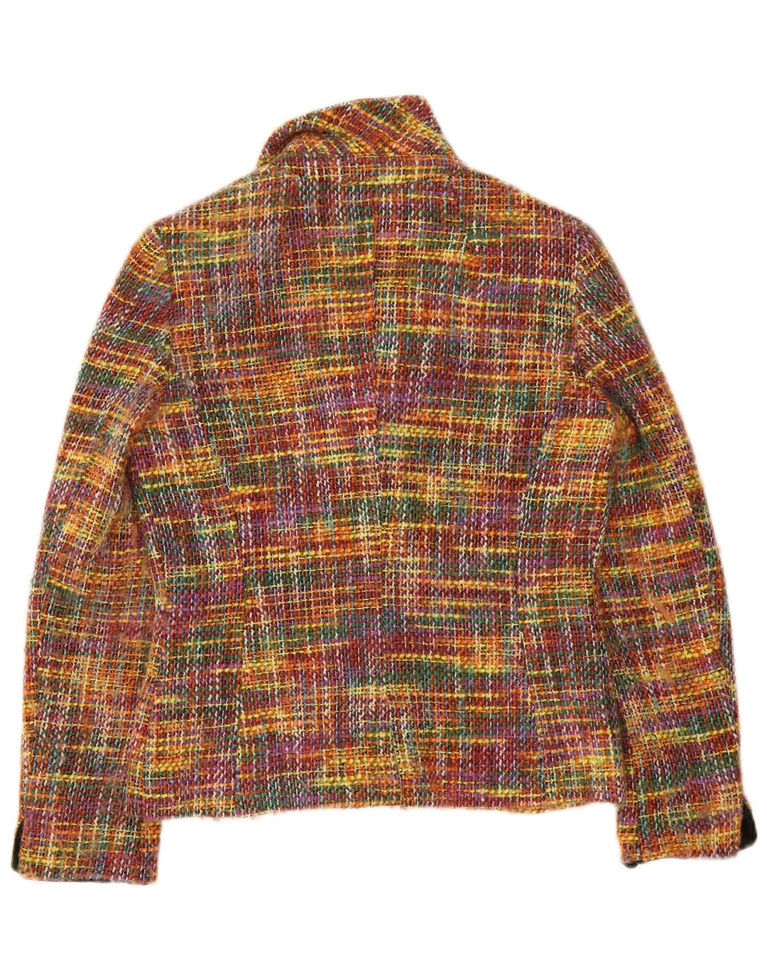 Vintage mujer 2 botones Blazer chaqueta IT 44 cheque multicolor medio
