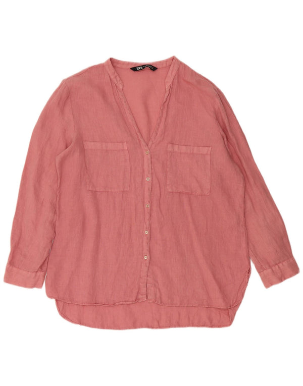 ZARA Blusa camisera de manga 3/4 para mujer UK 46 Large Rosa