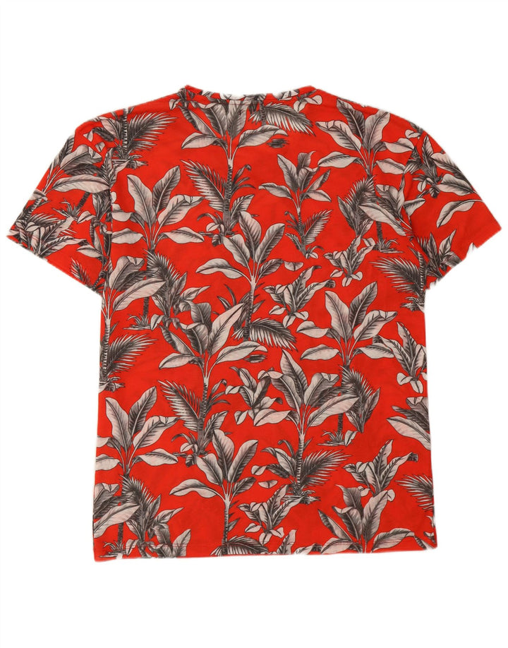 Zara Hombre Camiseta Top Grande Rojo Floral