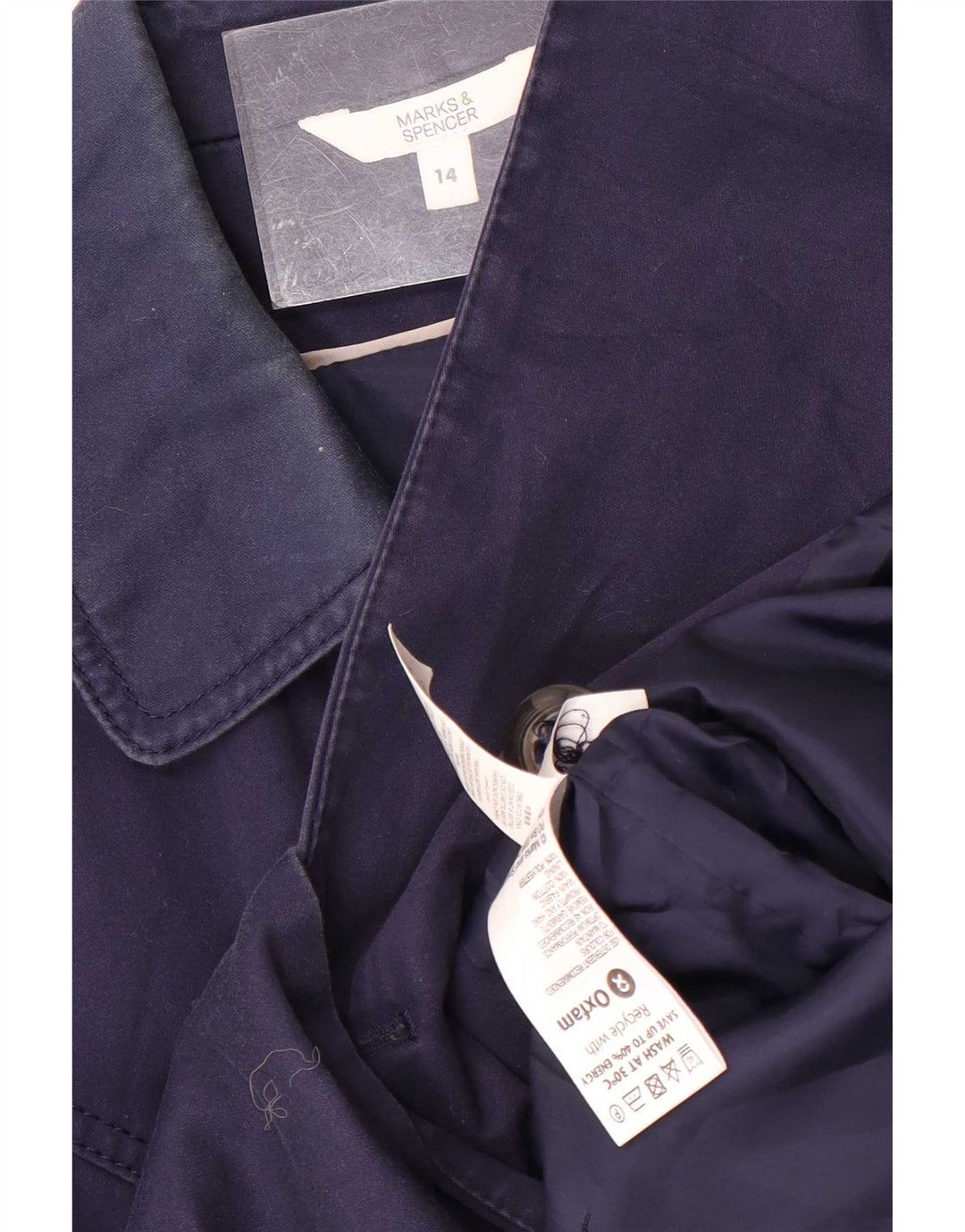 Marks & Spencer Gabardina corta para mujer UK 44 Azul marino mediano