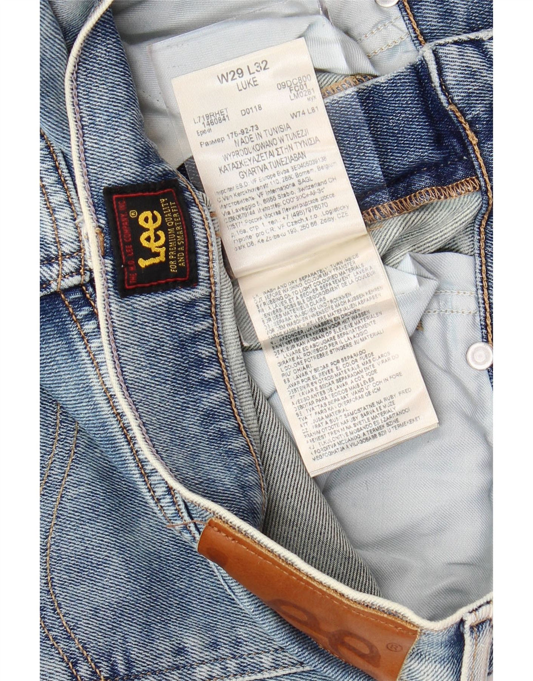 LEE Vaqueros pitillo Luke para hombre W29 L32 Algodón azul