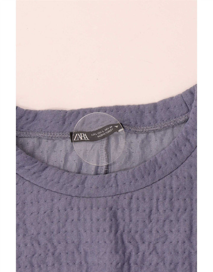 Zara Mujer Crop Blusa Top Reino Unido 44 Grande Púrpura