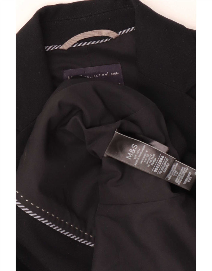 Marks & Spencer Chaqueta tipo blazer de 2 botones para mujer UK 6 XS Poliéster negro