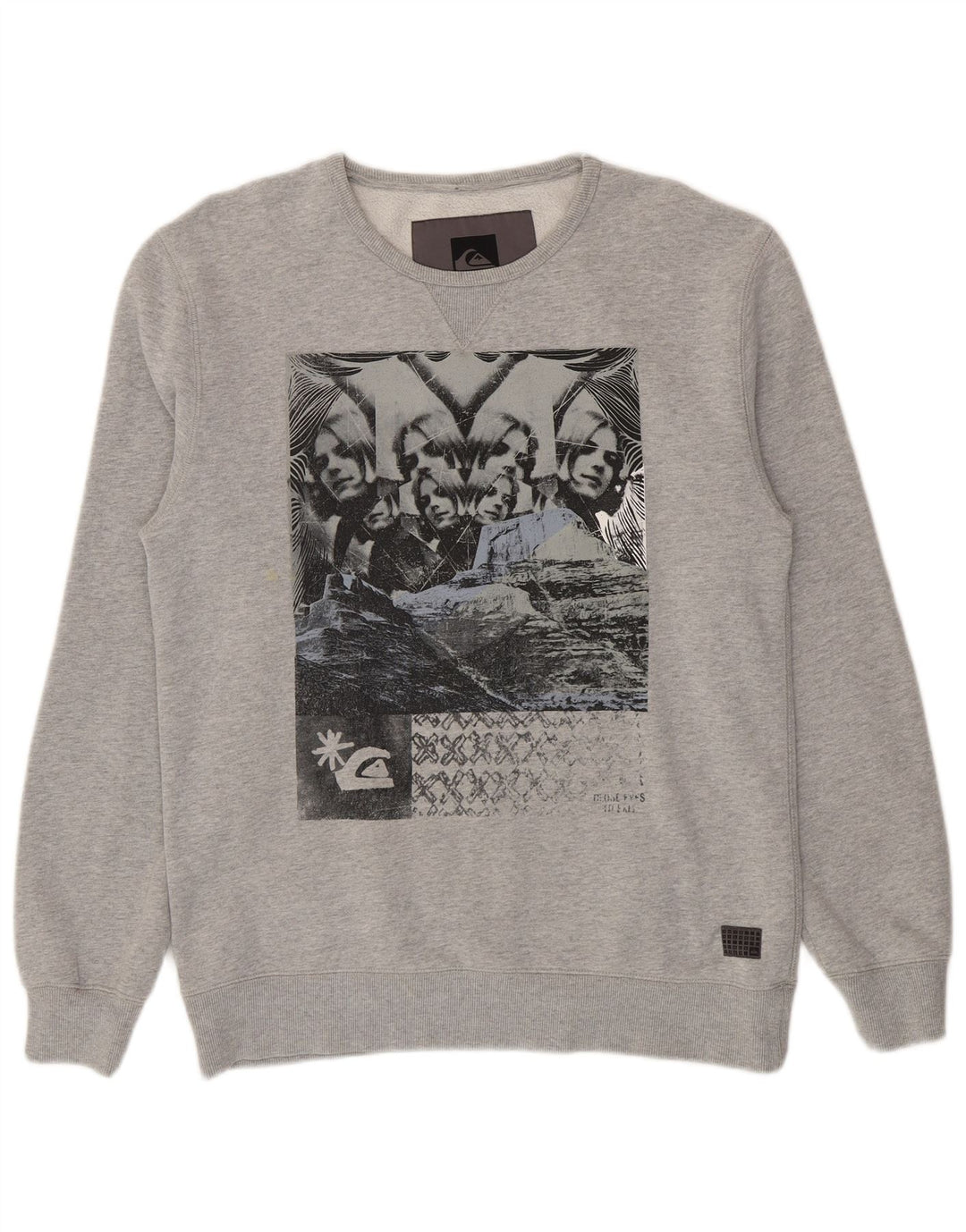 Quiksilver Hombre Sudadera Gráfica Jumper Large Gris Algodón