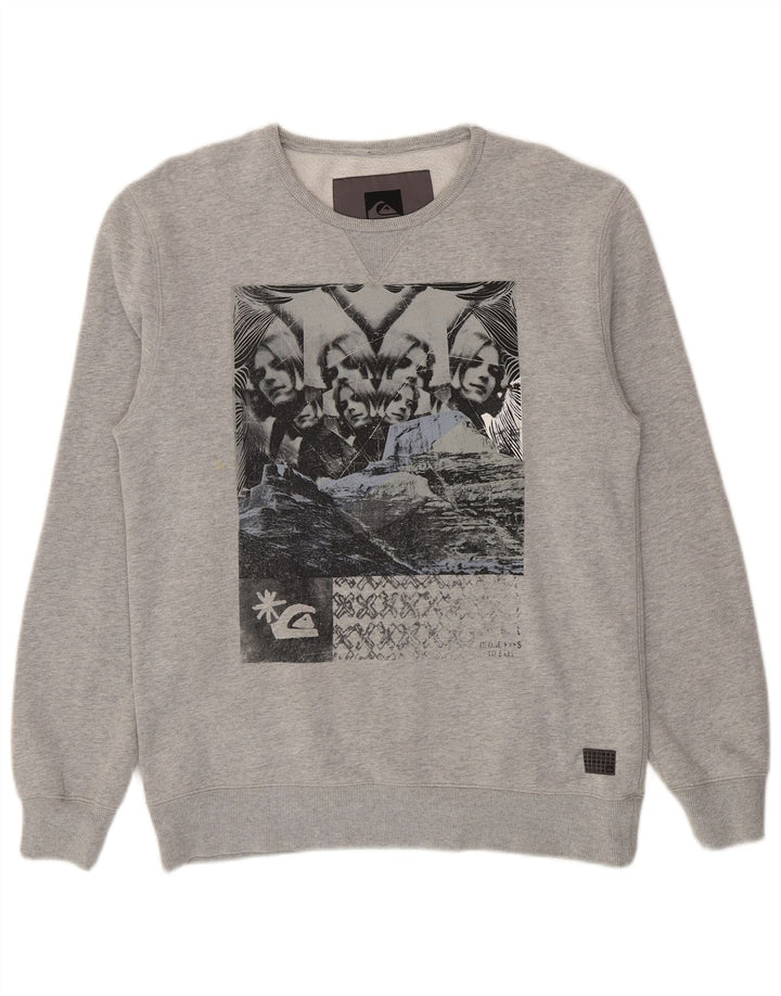 Quiksilver Hombre Sudadera Gráfica Jumper Large Gris Algodón