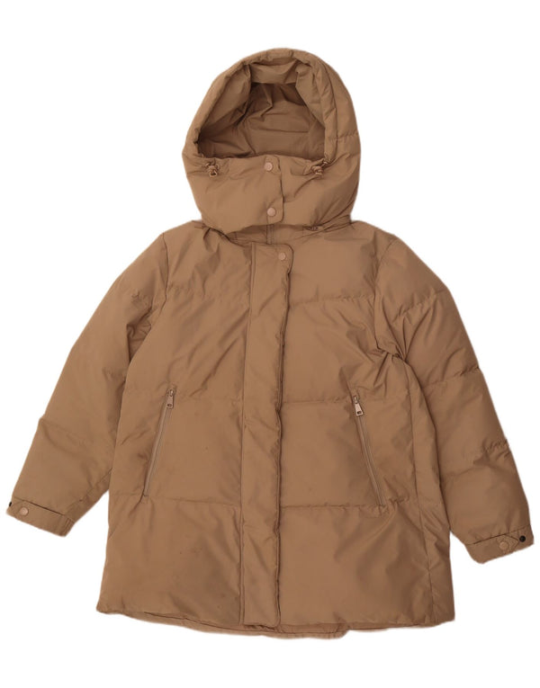 Massimo Dutti Chaqueta Acolchada Extragrande Con Capucha Mujer UK 6 XS Beige Poliéster