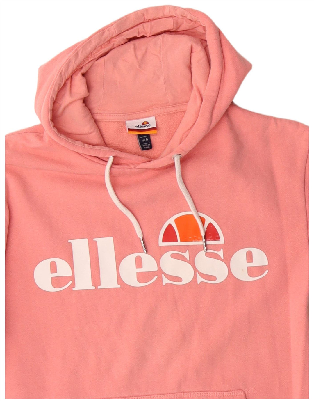 ELLESSE Jersey con capucha gráfica para mujer UK 6 XS Algodón rosa