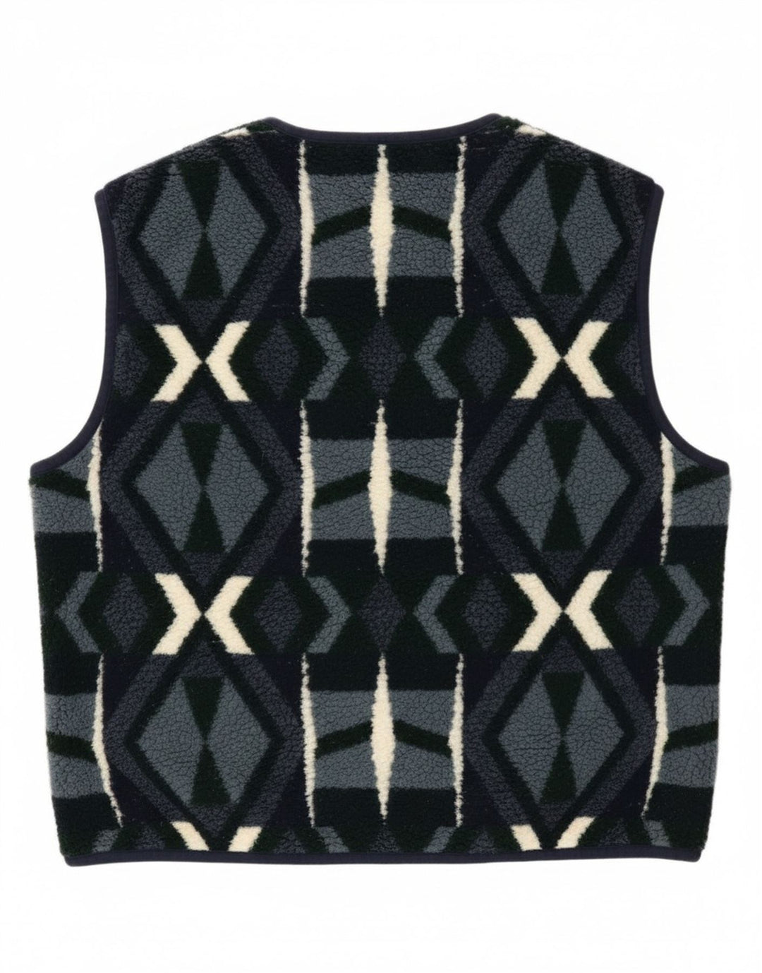 Campagnolo Chaleco polar para hombre UK 38 Medium Azul marino Poliéster geométrico