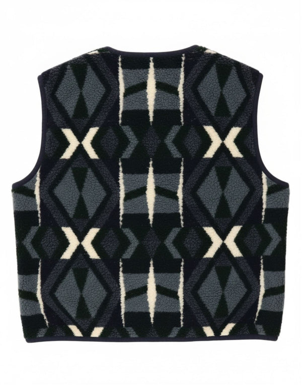 Campagnolo Chaleco polar para hombre UK 38 Medium Azul marino Poliéster geométrico