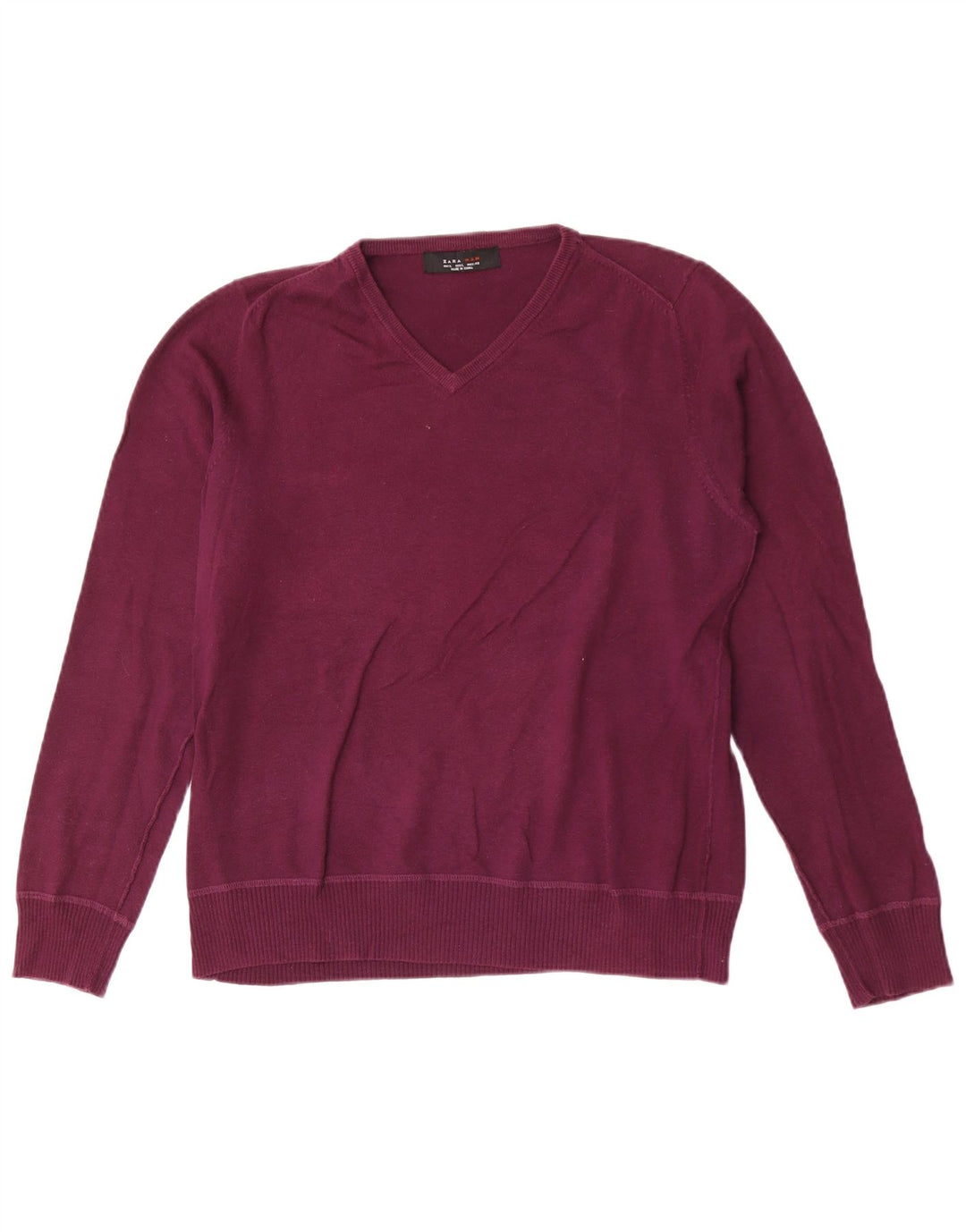 Zara Hombre Jersey Con Cuello En V Jersey Grande Borgoña