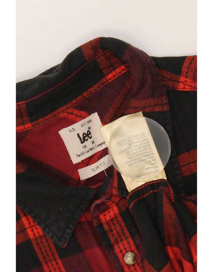 Camisa De Franela De Corte Slim Western De Algodón A Cuadros Rojos Medianos Lee Hombre