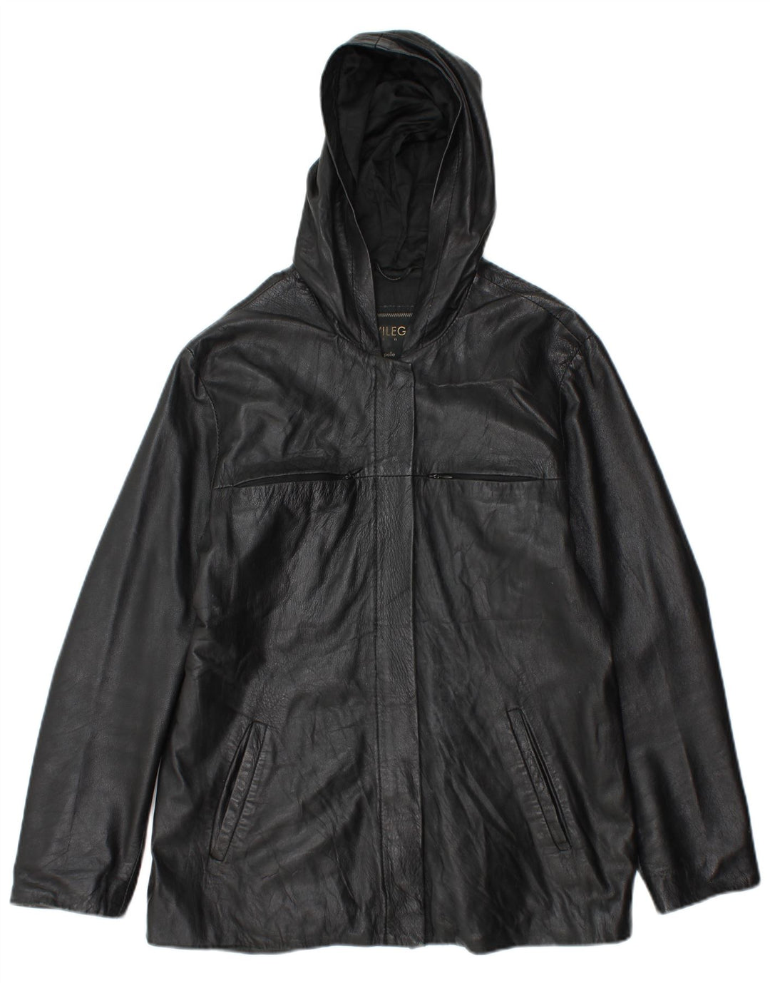 Privilegi Chaqueta De Cuero Mujer IT 46 Grande Cuero Negro