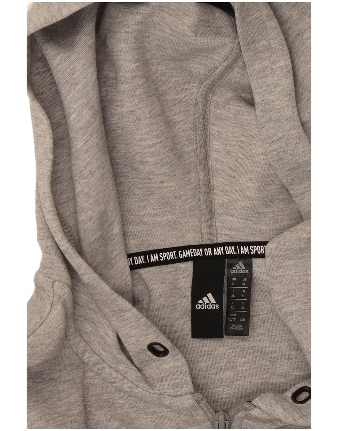 ADIDAS Sudadera con capucha y cremallera para hombre XL Algodón gris