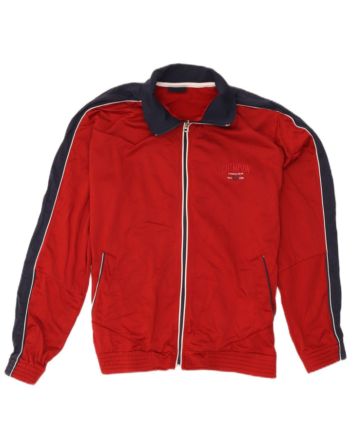 Champion Chaqueta de chándal para mujer UK 46 Grande Rojo Colorblock Poliéster
