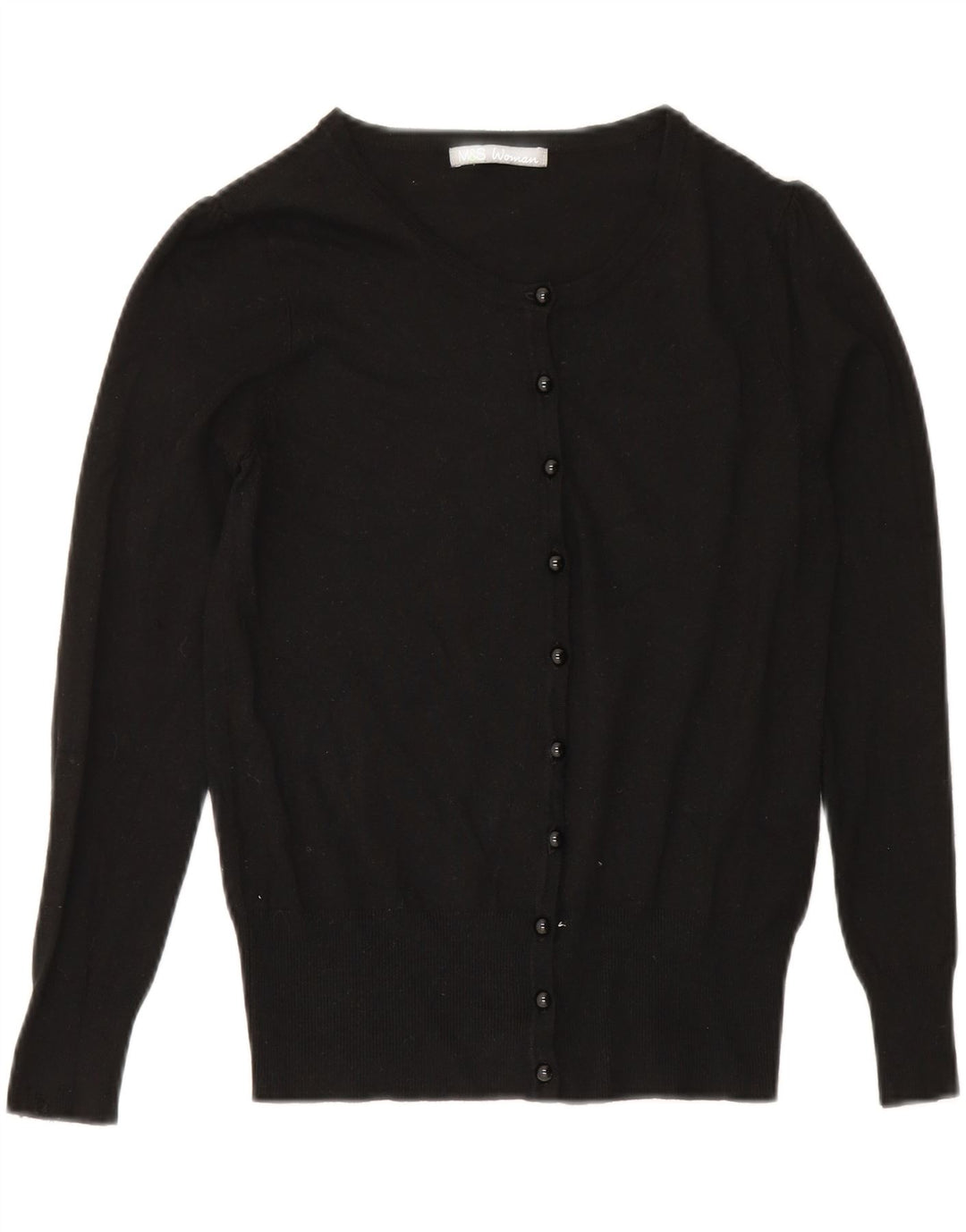 Marks & Spencer Suéter tipo cárdigan para mujer UK 10 Small Viscosa negra