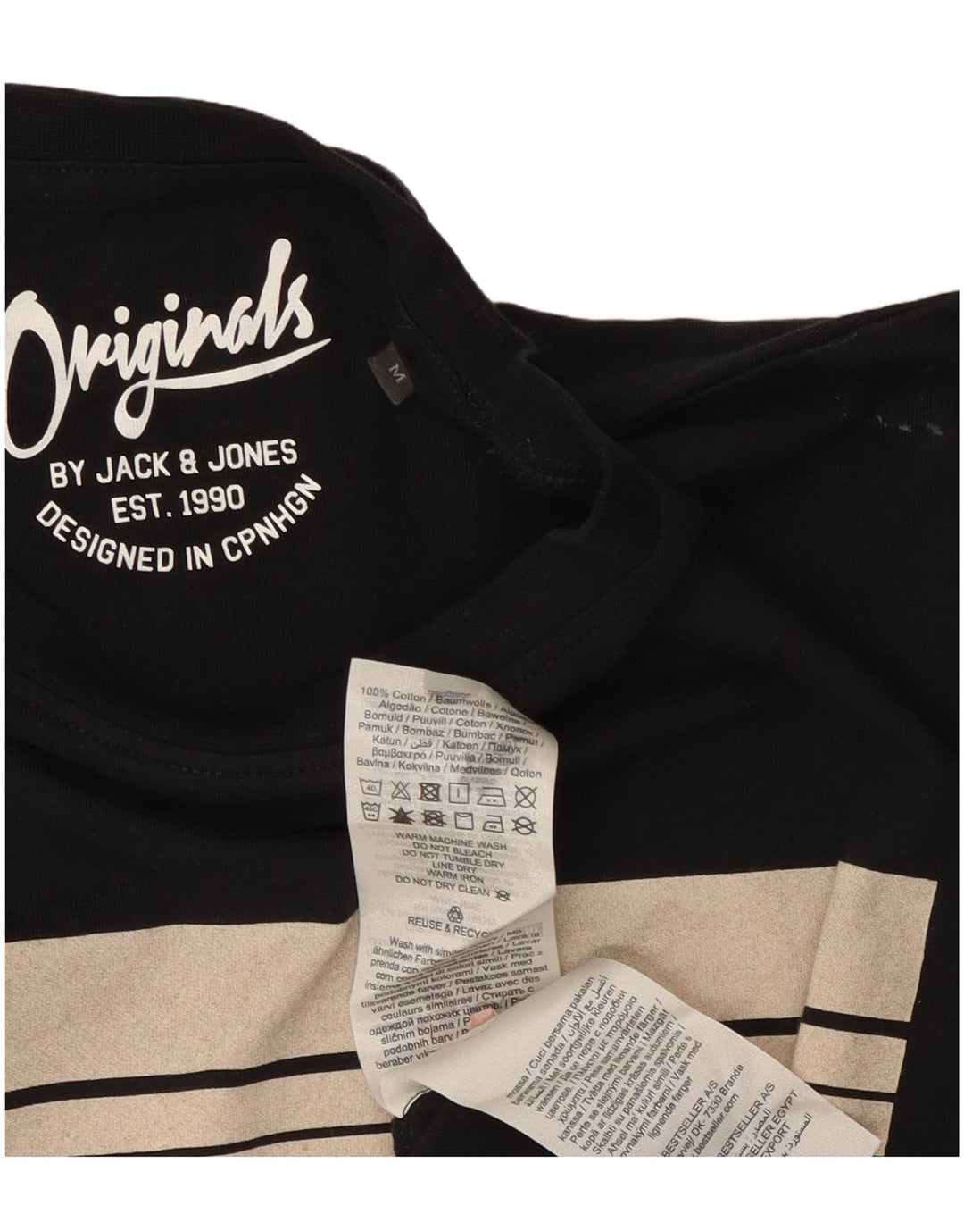 Jack & Jones - Camiseta gráfica para hombre, talla mediana, algodón negro